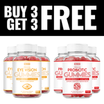 3 Bottles of Eye Vision Gummies + 3 Free 30 Count of Probiotic