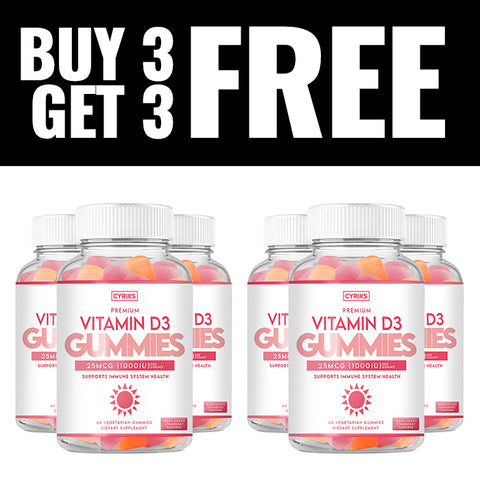 3 Bottles of Vitamin D3 Gummies + 3 Free 60 Count of Vitamin D3